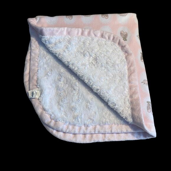 Blankets and Beyond Crowns Ballet Slippers Pink Plush White Minky Baby Lovey - Picture 2 of 2
